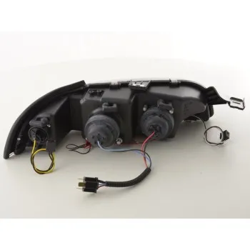 Φανάρια εμπρός Fiat Punto (1993-1999) angel eyes - μαύρα , με λάμπες (Η1) - σετ 2τμχ.