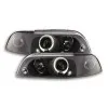 Φανάρια εμπρός Fiat Punto (1993-1999) angel eyes - μαύρα , με λάμπες (Η1) - σετ 2τμχ.