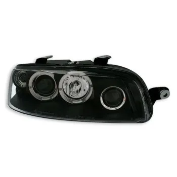 Φανάρια εμπρός Fiat Punto (1999-2003) angel eyes - μαύρα , με λάμπες (Η1) - σετ 2τμχ.