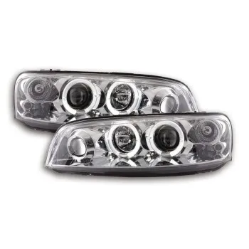 Φανάρια εμπρός Fiat Punto (1999-2003) angel eyes - chrome , με λάμπες (Η1) - σετ 2τμχ.