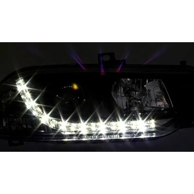 Φανάρια εμπρός Alfa Romeo 156 (1997-2003) led - μαύρα , με λάμπες (Η1) - σετ 2τμχ.