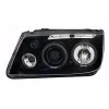 Φανάρια εμπρός Vw Bora angel eyes - μαύρα , με λάμπες (Η1) - σετ 2τμχ.