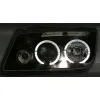 Φανάρια εμπρός Vw Bora angel eyes - chrome , με λάμπες (Η1) - σετ 2τμχ.