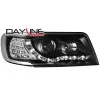 Φανάρια εμπρός Audi 100 C4 (1990-1994) led - μαύρα , με λάμπες (Η1) - σετ 2τμχ.