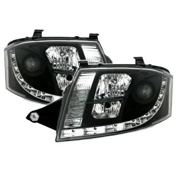 Φανάρια εμπρός Audi TT (1998-2005) led Dayline - μαύρα , με λάμπες (Η1) - σετ 2τμχ.