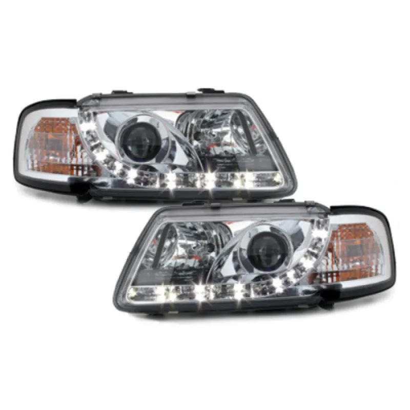 Φανάρια εμπρός Audi A3 (1996-2000) led - chrome , με λάμπες (Η1) - σετ 2τμχ.