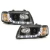 Φανάρια εμπρός Audi A3 (1996-2000) led - μαύρα , με λάμπες (Η1) - σετ 2τμχ.