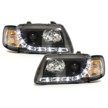Φανάρια εμπρός Audi A3 (1996-2000) led - μαύρα , με λάμπες (Η1) - σετ 2τμχ.
