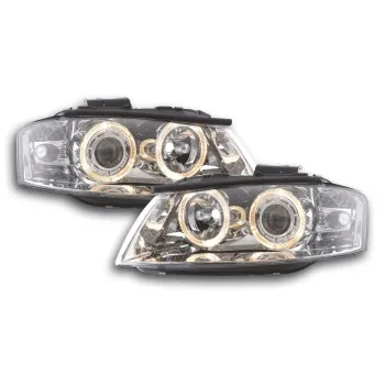 Φανάρια εμπρός Audi A3 (2003-2008) angel eyes - chrome , χωρίς λάμπες (Η7) - σετ 2τμχ.
