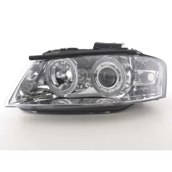 Φανάρια εμπρός Audi A3 (2003-2008) angel eyes - chrome , χωρίς λάμπες (Η7) - σετ 2τμχ.