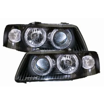 Φανάρια εμπρός Audi A3 (2003-2008) angel eyes - μαύρα , χωρίς λάμπες (Η7) - σετ 2τμχ.