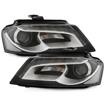 Φανάρια εμπρός Audi A3 (2008-2012) - μαύρα , χωρίς λάμπες (Η7) - σετ 2τμχ.