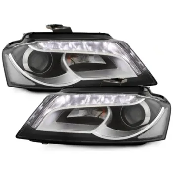 Φανάρια εμπρός Audi A3 (2008-2012) - μαύρα , χωρίς λάμπες (Η7) - σετ 2τμχ.
