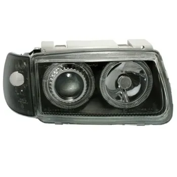 Φανάρια εμπρός Vw Polo 6N (1994-1999) angel eyes - μαύρα , χωρίς λάμπες (Η7) - σετ 2τμχ.