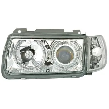 Φανάρια εμπρός Vw Polo 6N (1994-1999) angel eyes - chrome , χωρίς λάμπες (Η7) - σετ 2τμχ.