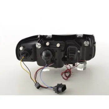 Φανάρια εμπρός Vw Polo 6N (1994-1999) angel eyes - chrome , με λάμπες (Η1) - σετ 2τμχ.
