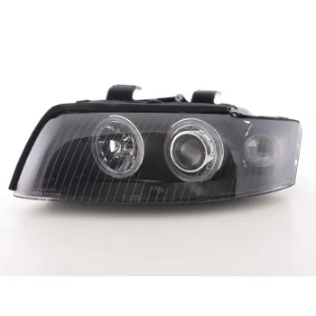 Φανάρια εμπρός Audi A4 (2001-2004) angel eyes εργοστασιακά xenon - μαύρα , χωρίς λάμπες (Η7) - σετ 2τμχ.