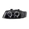Φανάρια εμπρός Audi A4 (2001-2004) angel eyes - μαύρα , με λάμπες (Η1) - σετ 2τμχ.