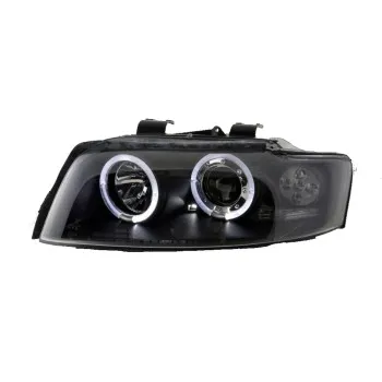Φανάρια εμπρός Audi A4 (2001-2004) angel eyes - μαύρα , με λάμπες (Η1) - σετ 2τμχ.