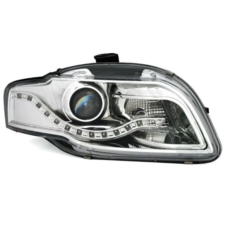 Φανάρια εμπρός Audi A4 B7 (2004-2008) led - chrome , με λάμπες (Η9) - σετ 2τμχ.