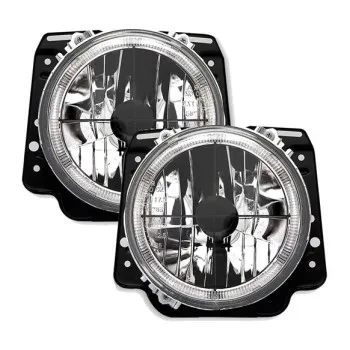 Φανάρια εμπρός Vw Golf II (1983-1993) angel eyes και σταυρός - μαύρα chrome , με λάμπες (Η1) - σετ 2τμχ.