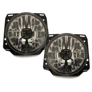Φανάρια εμπρός Vw Golf II (1983-1993) με σταυρό - chrome , με λάμπες (Η1) - σετ 2τμχ.