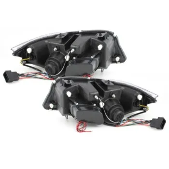 Φανάρια εμπρός BMW E90 (2005-2008) angel eyes - μαύρα , με λάμπες (Η1) - σετ 2τμχ.