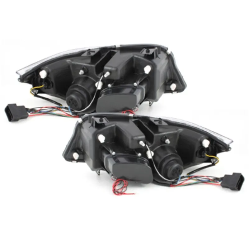 Φανάρια εμπρός BMW E90 (2005-2008) angel eyes - chrome , με λάμπες (Η1) - σετ 2τμχ.