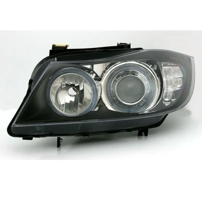Φανάρια εμπρός BMW E90(2005-2009) angel eyes - μαύρα , χωρίς λάμπες (Η7) - σετ 2τμχ.