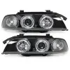 Φανάρια εμπρός BMW E39 (1995-2003) angel eyes - μαύρα , με λάμπες (Η1) - σετ 2τμχ.