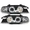 Φανάρια εμπρός BMW E39 (1995-2003) angel eyes - μαύρα , με λάμπες (Η1) - σετ 2τμχ.