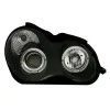 Φανάρια εμπρός Mercedes C-CLASS W203 sedan (2000-2004) - με angel eyes , μαύρα , με λάμπες (Η1) - σετ 2τμχ.