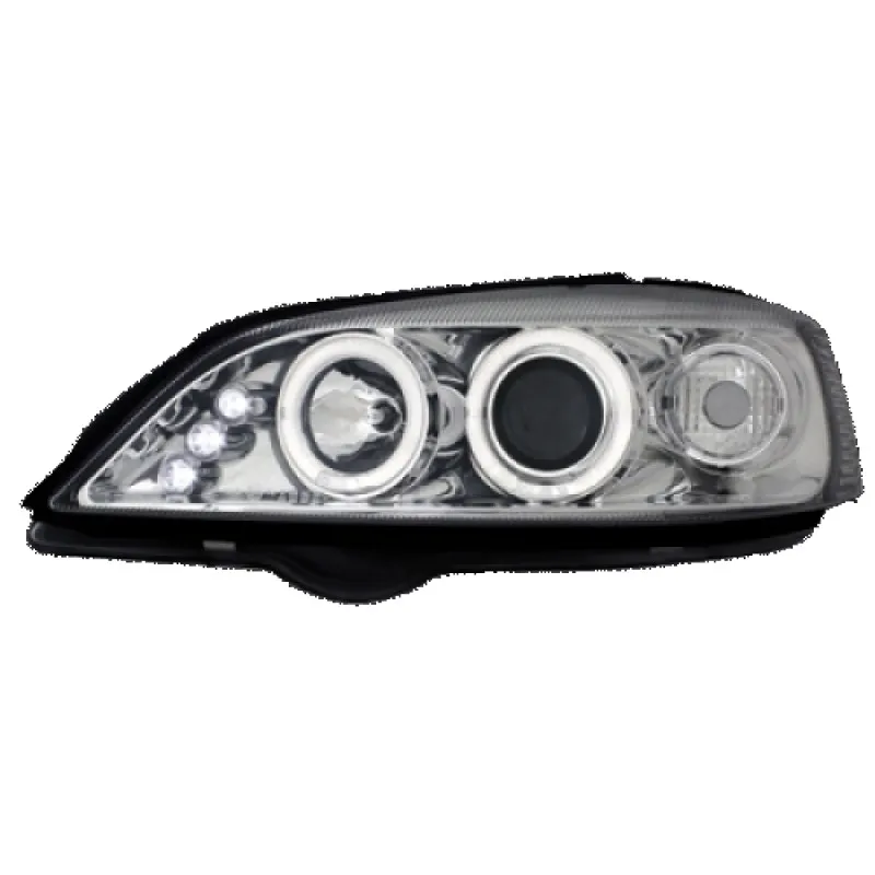 Φανάρια εμπρός Opel Astra G (1998-2004) led angel eyes - CCFL , chrome , με λάμπες (Η1) - σετ 2τμχ.