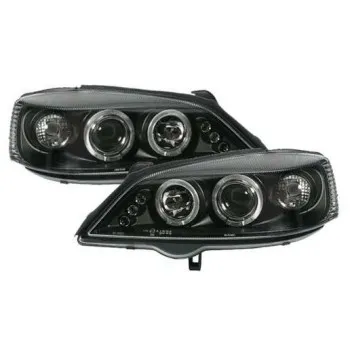 Φανάρια εμπρός Opel Astra G (1998-2004) led angel eyes - CCFL , μαύρα , με λάμπες (Η1) - σετ 2τμχ.