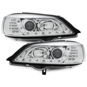 Φανάρια εμπρός Opel Astra G (1998-2004) led - chrome , με λάμπες (Η1) - σετ 2τμχ.