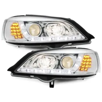 Φανάρια εμπρός Opel Astra G (1998-2004) led - chrome , με λάμπες (Η1) - σετ 2τμχ.