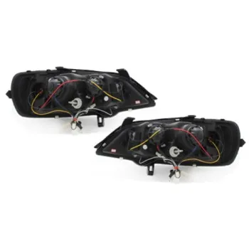 Φανάρια εμπρός Opel Astra G (1998-2004) led με DRL - μαύρα , με λάμπες (Η1) - σετ 2τμχ.
