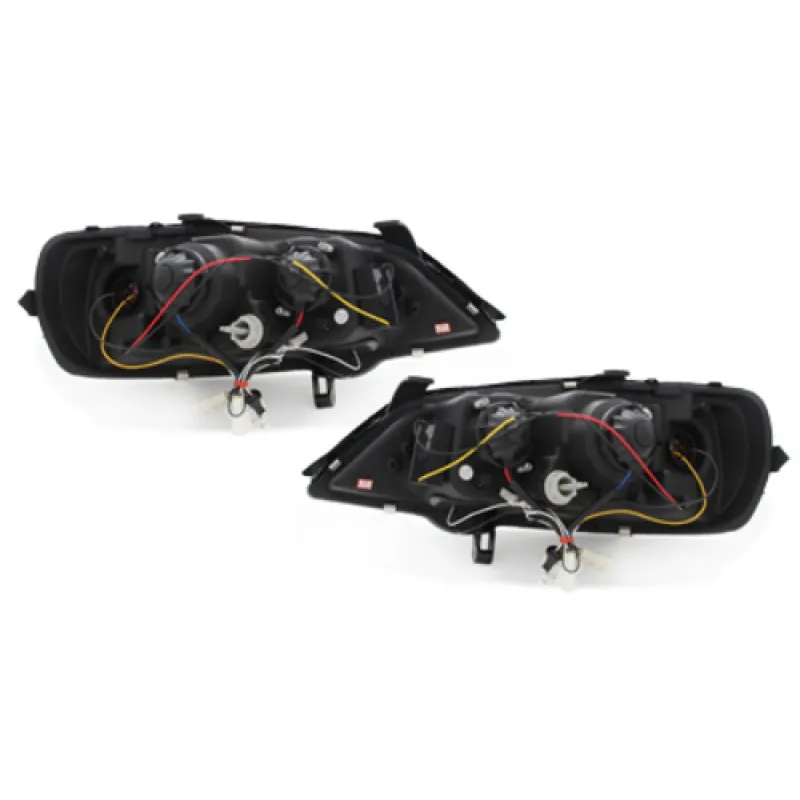 Φανάρια εμπρός Opel Astra G (1998-2004) led με DRL - μαύρα , με λάμπες (Η1) - σετ 2τμχ.