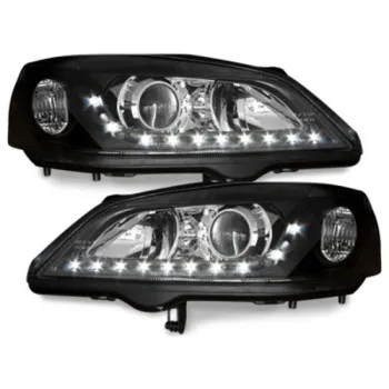 Φανάρια εμπρός Opel Astra G (1998-2004) led - μαύρα , χωρίς λάμπες (Η7) - σετ 2τμχ.