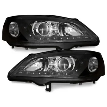 Φανάρια εμπρός Opel Astra G (1998-2004) led - μαύρα , χωρίς λάμπες (Η7) - σετ 2τμχ.