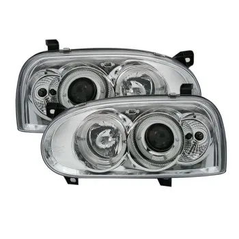 Φανάρια εμπρός Vw Golf ΙΙΙ angel eyes - χρωμίου , με λάμπες (Η1) - σετ 2τμχ.