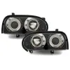Φανάρια εμπρός Vw Golf ΙΙΙ angel eyes - black , με λάμπες (Η1) - σετ 2τμχ.