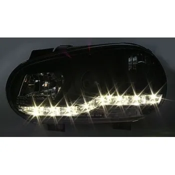Φανάρια εμπρός Vw Golf IV - μαύρα , με λάμπες (Η1) led - σετ 2τμχ.