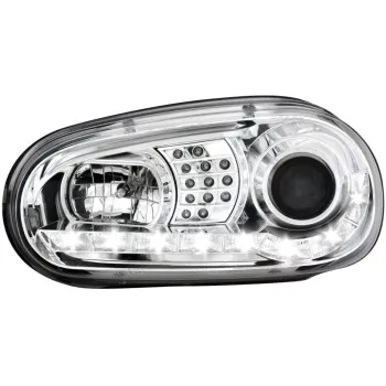 Φανάρια εμπρός Vw Golf IV - chrome , με λάμπες (Η1) led - σετ 2τμχ.
