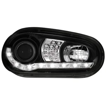 Φανάρια εμπρός Vw Golf IV - black , με λάμπες (Η1) led - σετ 2τμχ.