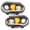 Φανάρια εμπρός Vw Golf IV - black , με λάμπες (Η1) led - σετ 2τμχ.