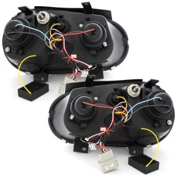 Φανάρια εμπρός Vw Golf IV - black , με λάμπες (Η1) led - σετ 2τμχ.
