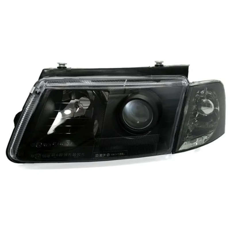 Φανάρια εμπρός Vw Passat 3Β/B5 (1997-2000) - μαύρα , με λάμπες (Η7) - σετ 2τμχ.