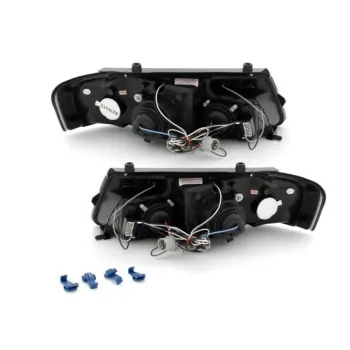 Φανάρια εμπρός Vw Passat 3Β/B5 (1997-2000) angel eyes - black , με λάμπες (Η1) - σετ 2τμχ.