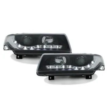 Φανάρια εμπρός Vw Passat Β4 (1993-1996) led - μαύρα , με λάμπες (Η1) - σετ 2τμχ.